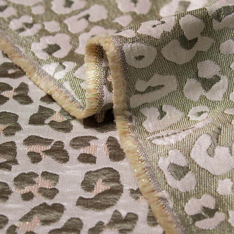 Tkanina żakardowa ze złotą nitką oliwkowe cętki